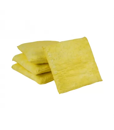 Absorbent cushion for effective cleaning of base-type chemicals
