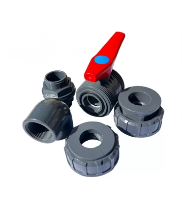 1.5" PVC fixing set to be screwed onto a SPI® filter for a flexible drip tray with TECHNIKELEC® pass trough