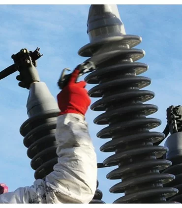 MIDSUN® 570 ™ HVIC Silicone Coating sprayed on an electrical isolator after removal of silicone grease